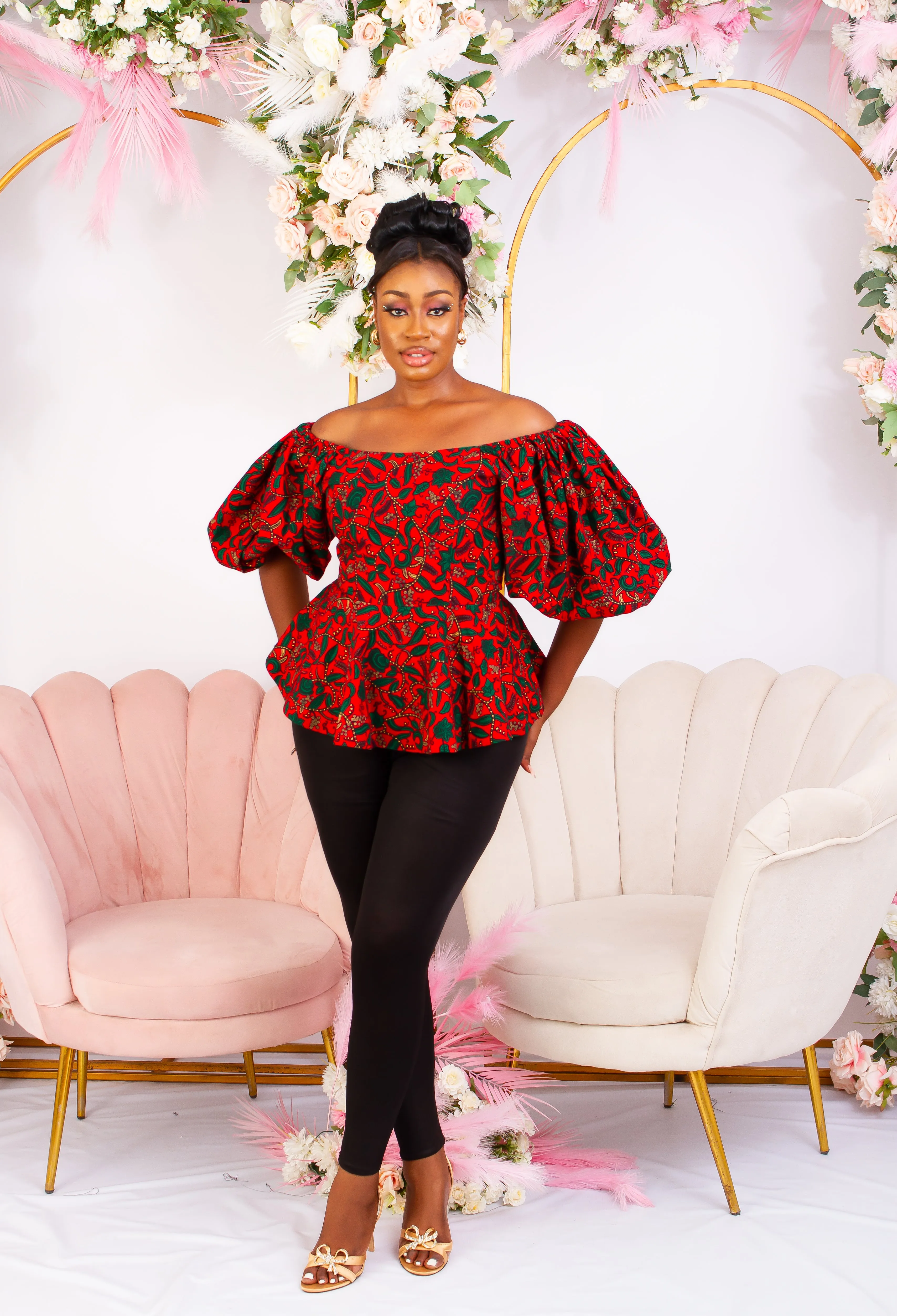 New in African Print Peplum Blouse/Top - Murayo