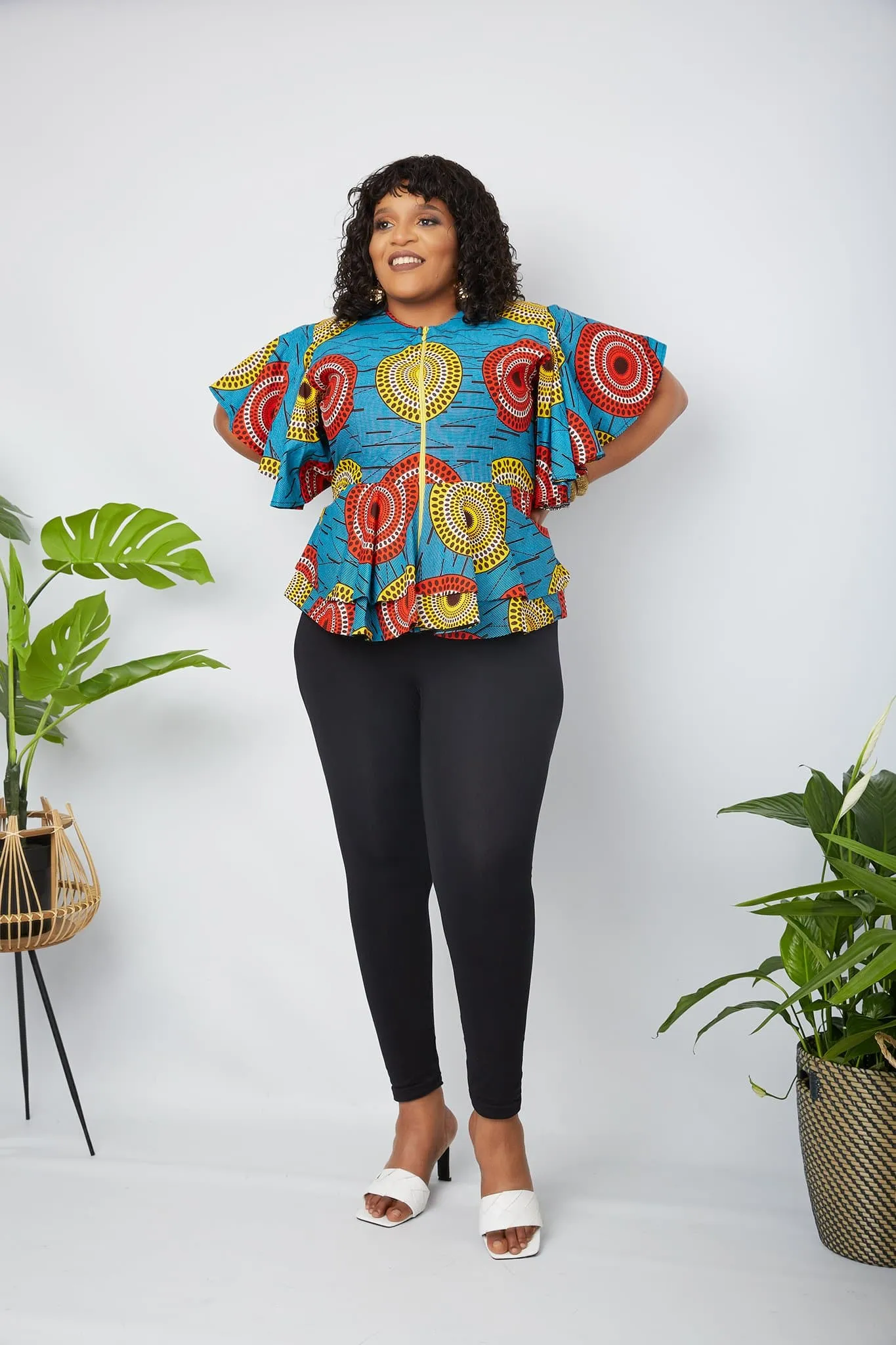 New in African Print Peplum Blouse/Top - Ruby