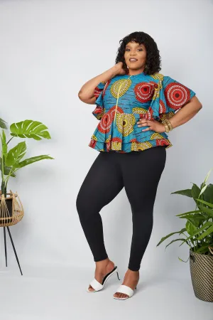 New in African Print Peplum Blouse/Top - Ruby