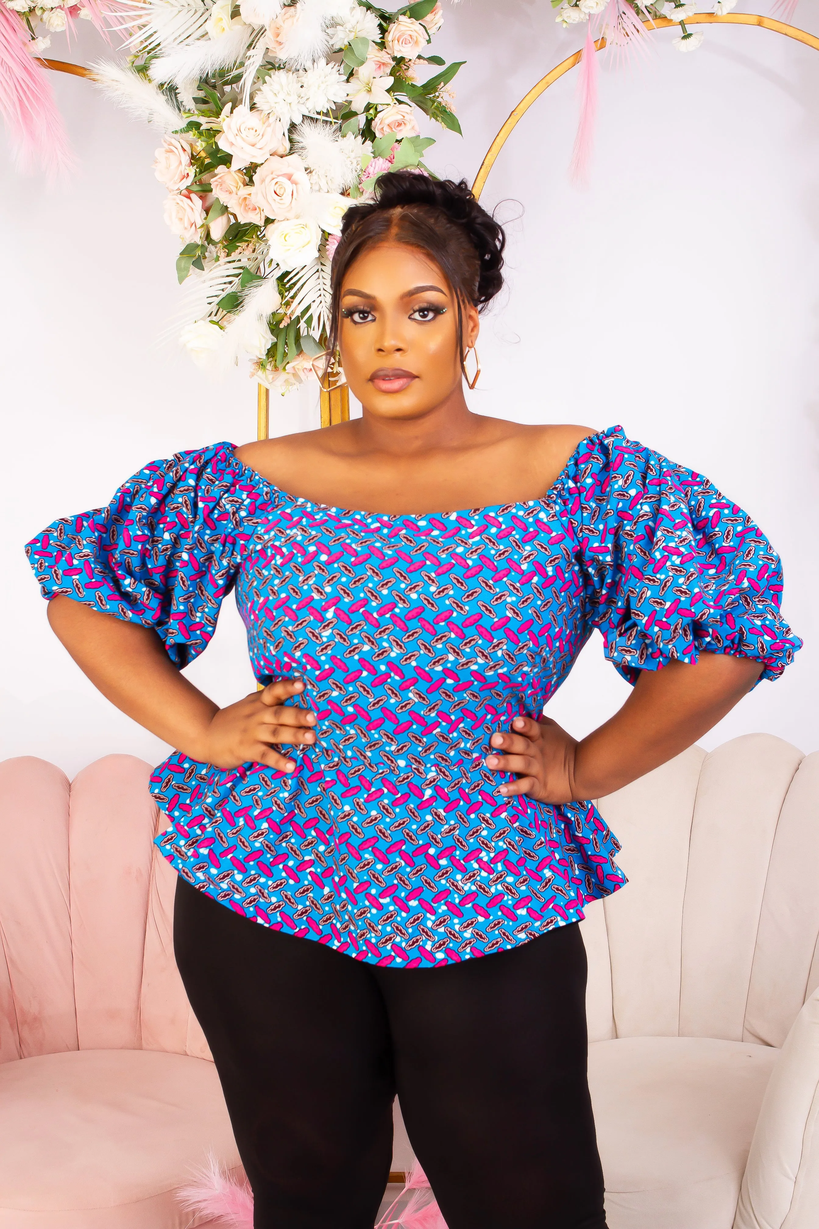 New in African Print Peplum Blouse/Top - Tayo