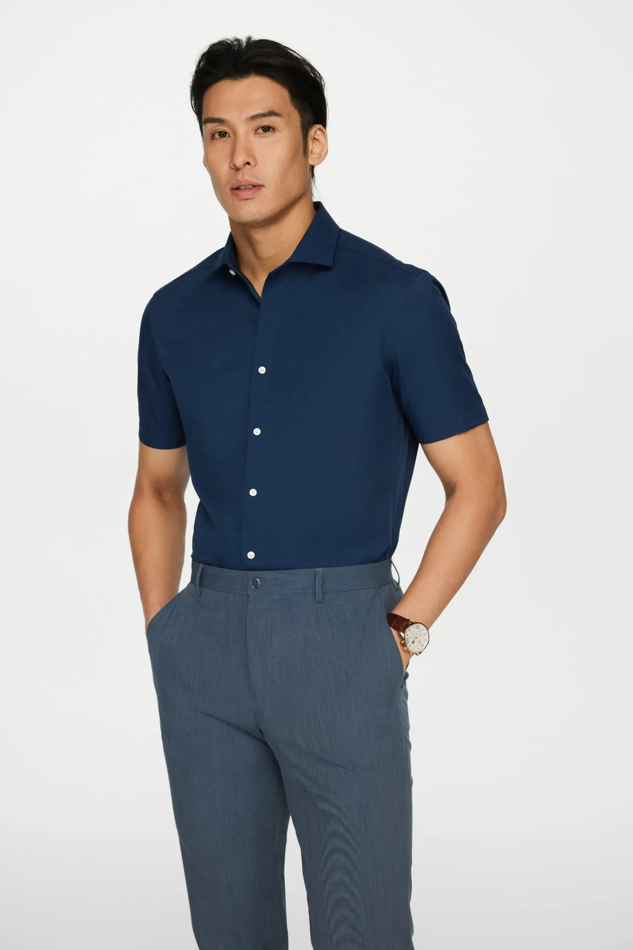 Non-Iron Quick Dry Smart Fit Poplin Short Sleeve Shirt