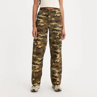 Open Box - Levi's Women's Mid Rise Wide Relaxed Cargo Pants Loose