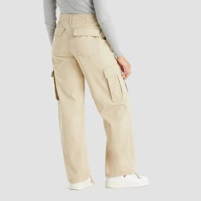 Open Box - Levi's Women's Mid Rise Wide Relaxed Cargo Pants Loose