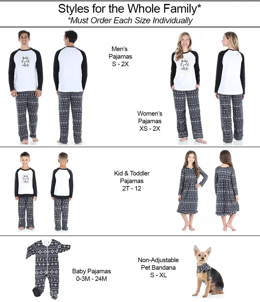 Our Family Pjs Christmas Family Matching Fleece Black Fairisle Pajama Sets