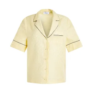 Pyjama Jacquard Short-Sleeves Shirt in Yellow