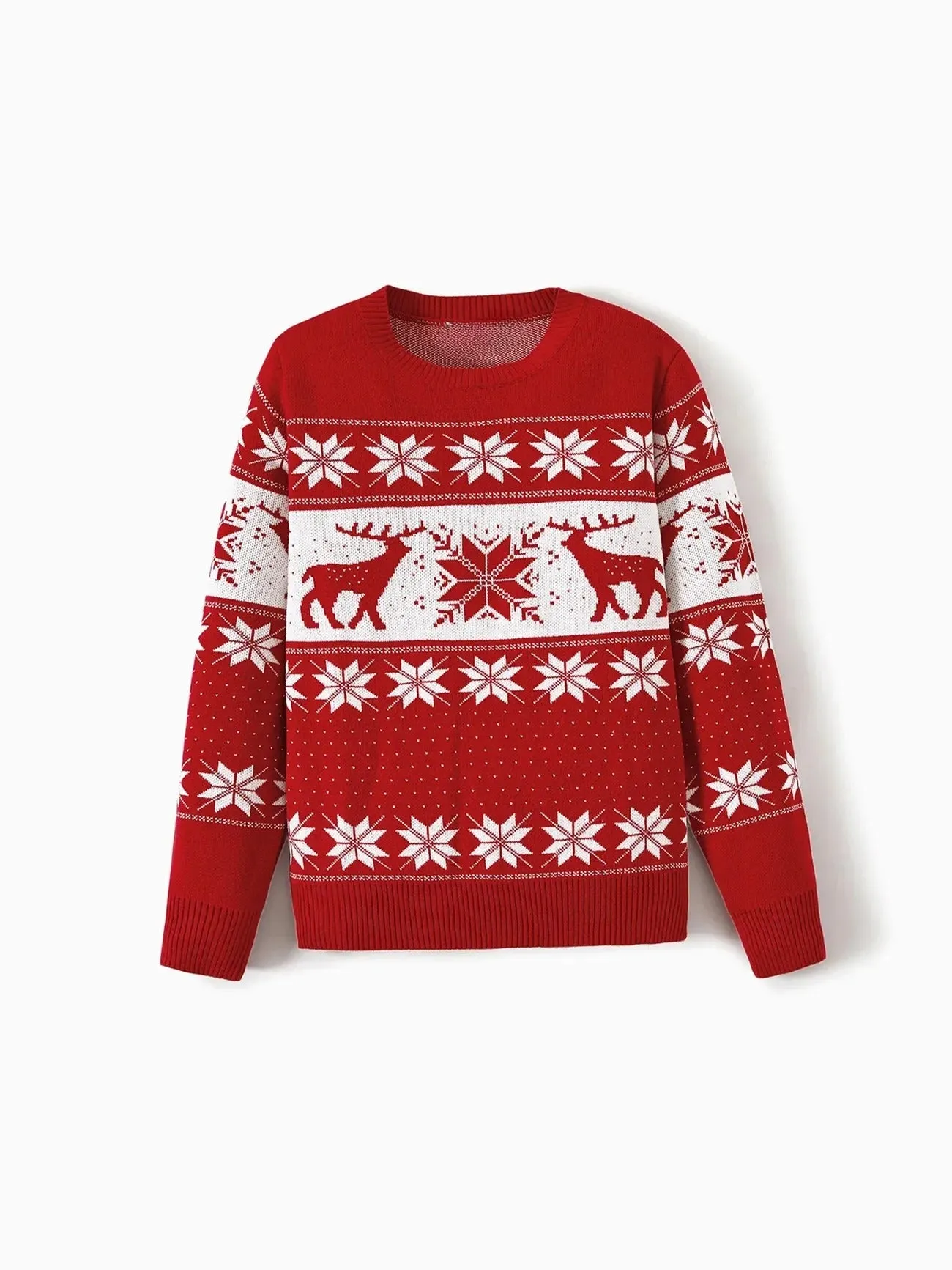 Reindeer And Snowflake Print Family Matching Sweaters