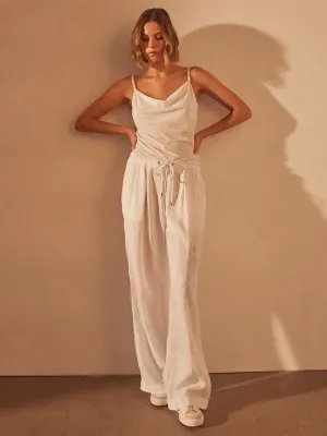 Relaxed Wide Leg Pant in White