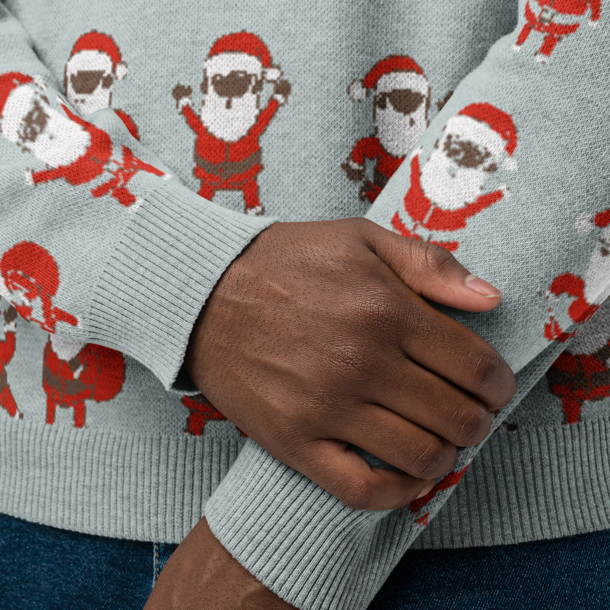 Santa Gettin' Jiggy Knitted (Blue) Sweater