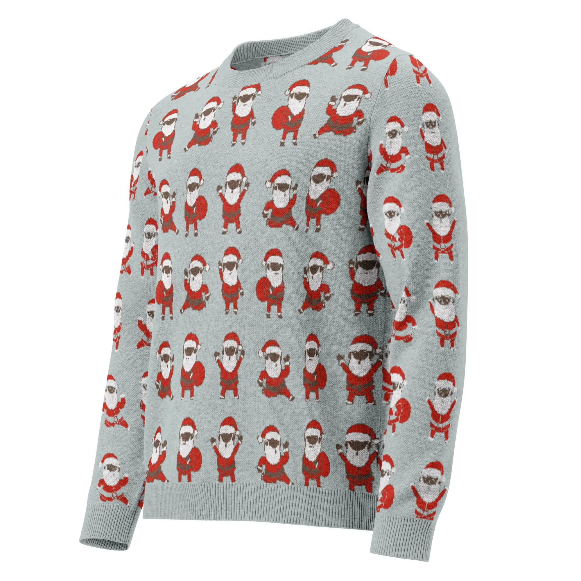 Santa Gettin' Jiggy Knitted (Blue) Sweater