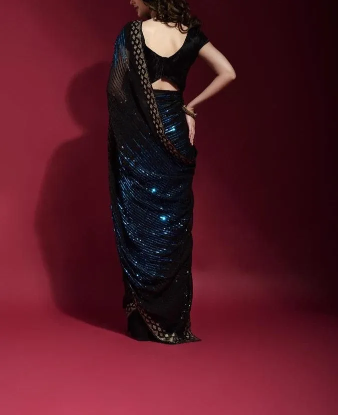 Saree 5481889 Black Sequins Trendy Partywear Sarees