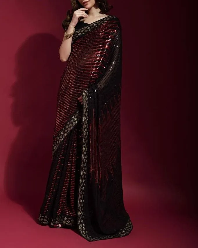 Saree 5481889 Black Sequins Trendy Partywear Sarees