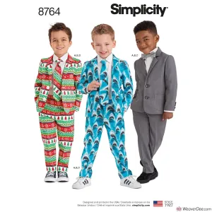 Simplicity Pattern S8764 Boys' Suit & Ties