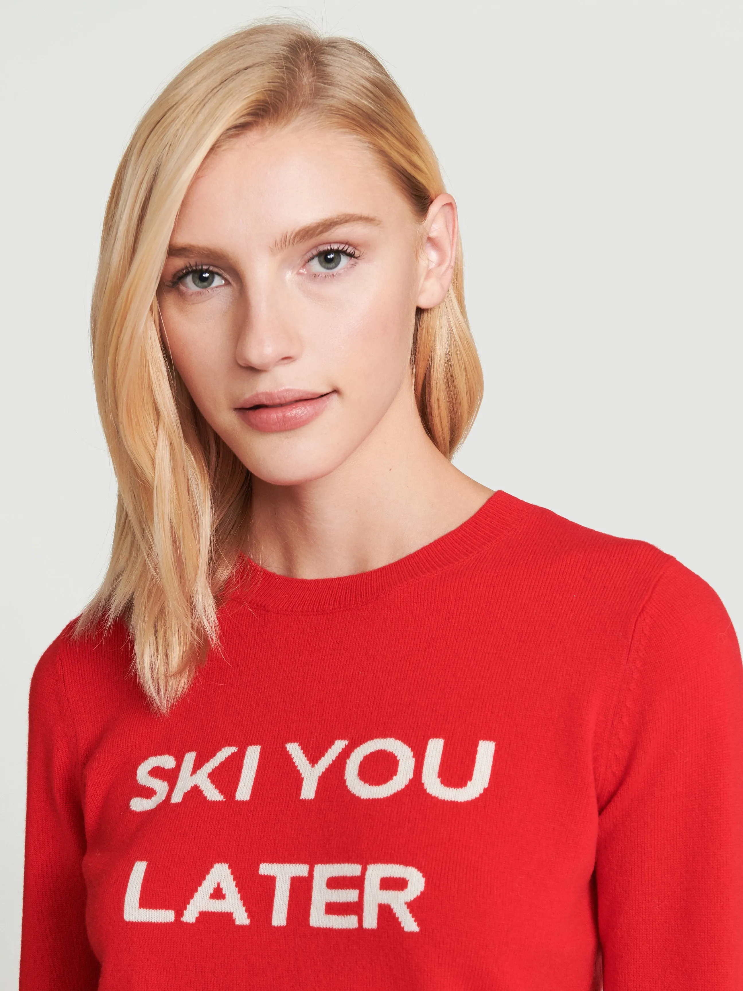 Ski You Later Sweater -- Bright Red Multi