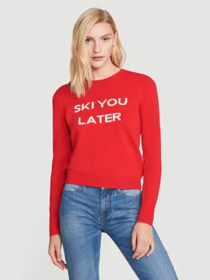 Ski You Later Sweater -- Bright Red Multi