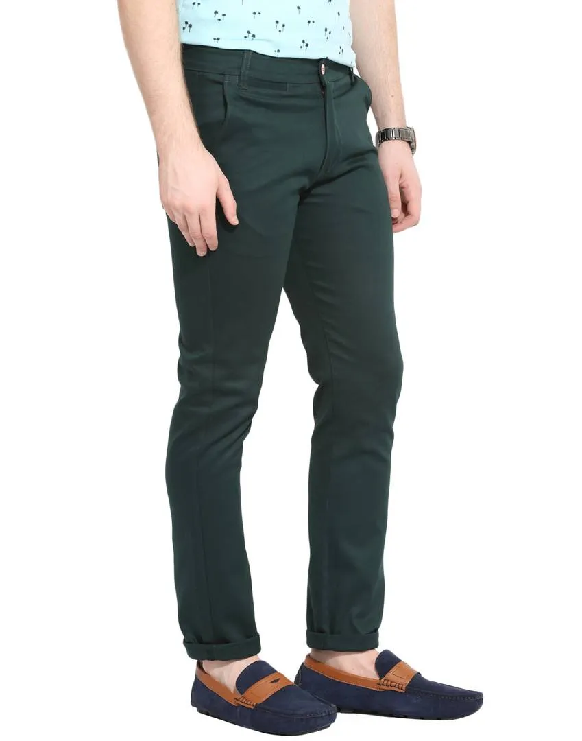 Stylish Cotton Green Solid Smart Fit Chinos For Men