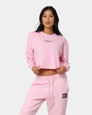 Tommy Jeans Women's Cropped Long Sleeve T-Shirt Romantic Pink