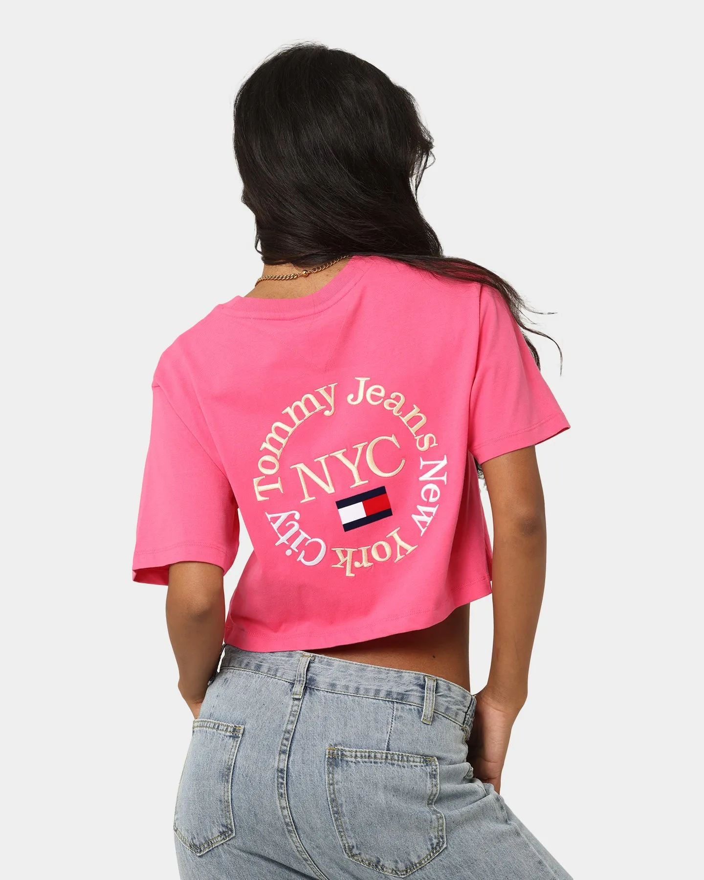 Tommy Jeans Women's Super Crop Timeless Circle Pink Alert