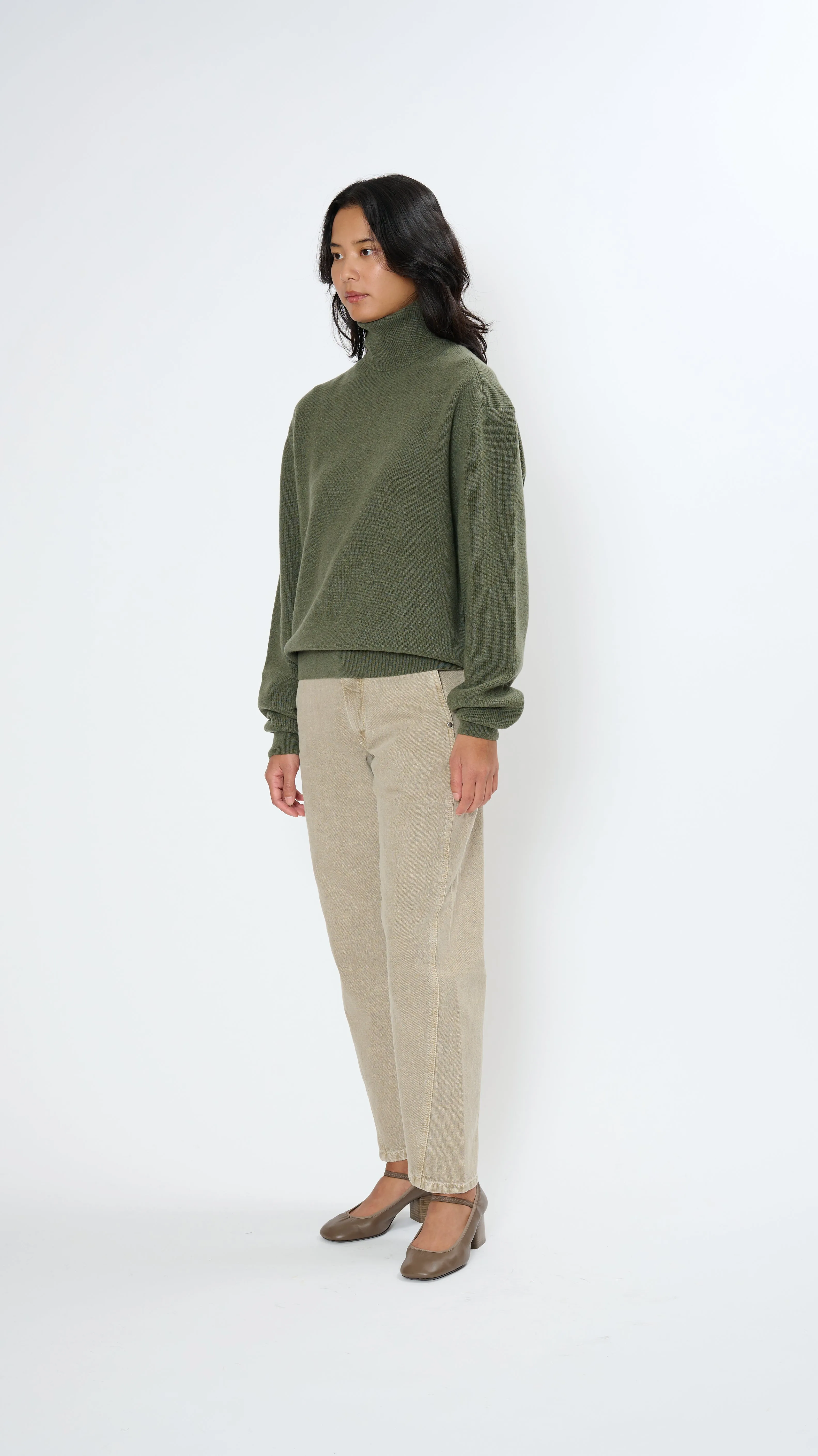 Turtleneck Jumper in Light Moss