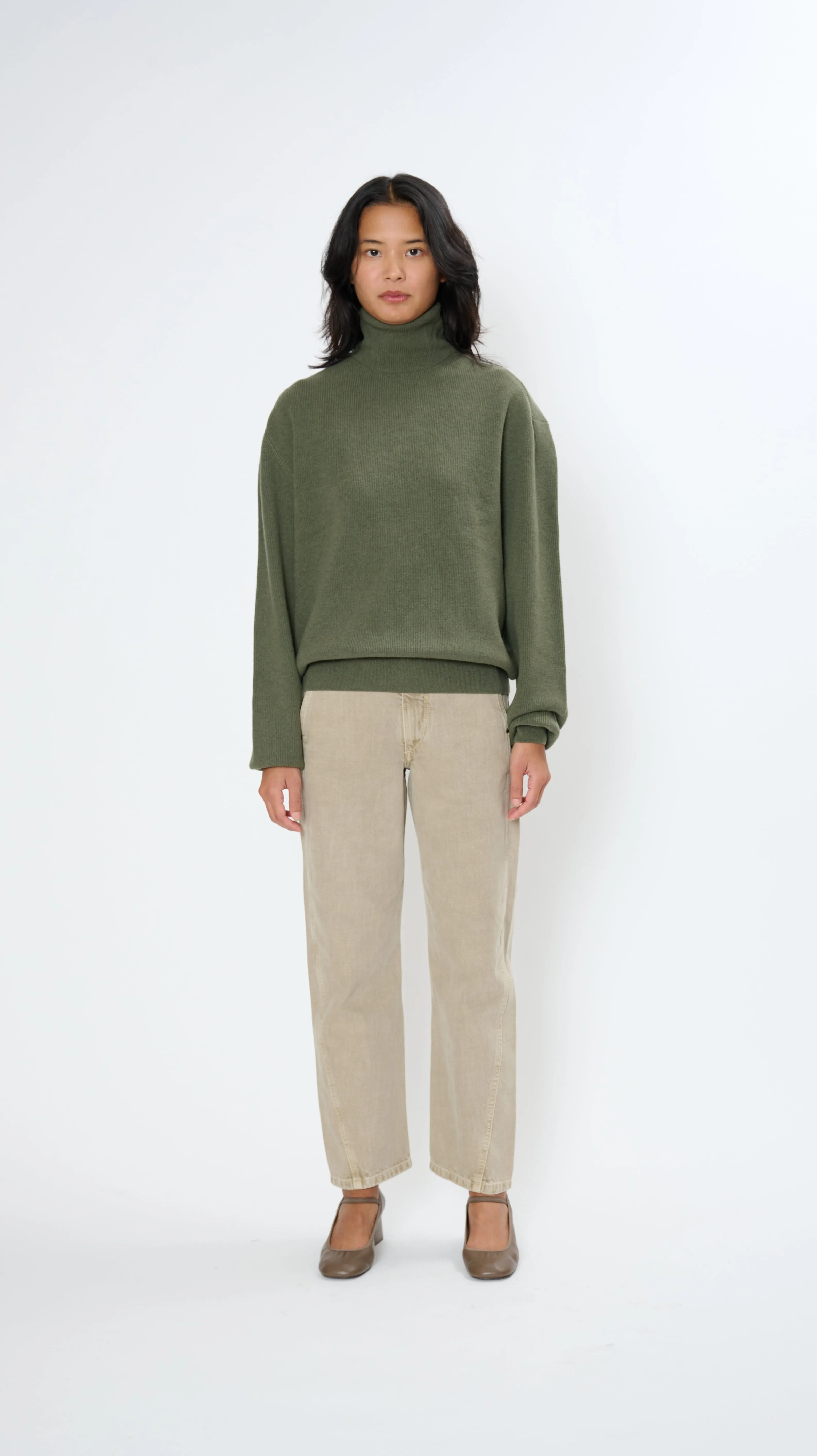 Turtleneck Jumper in Light Moss