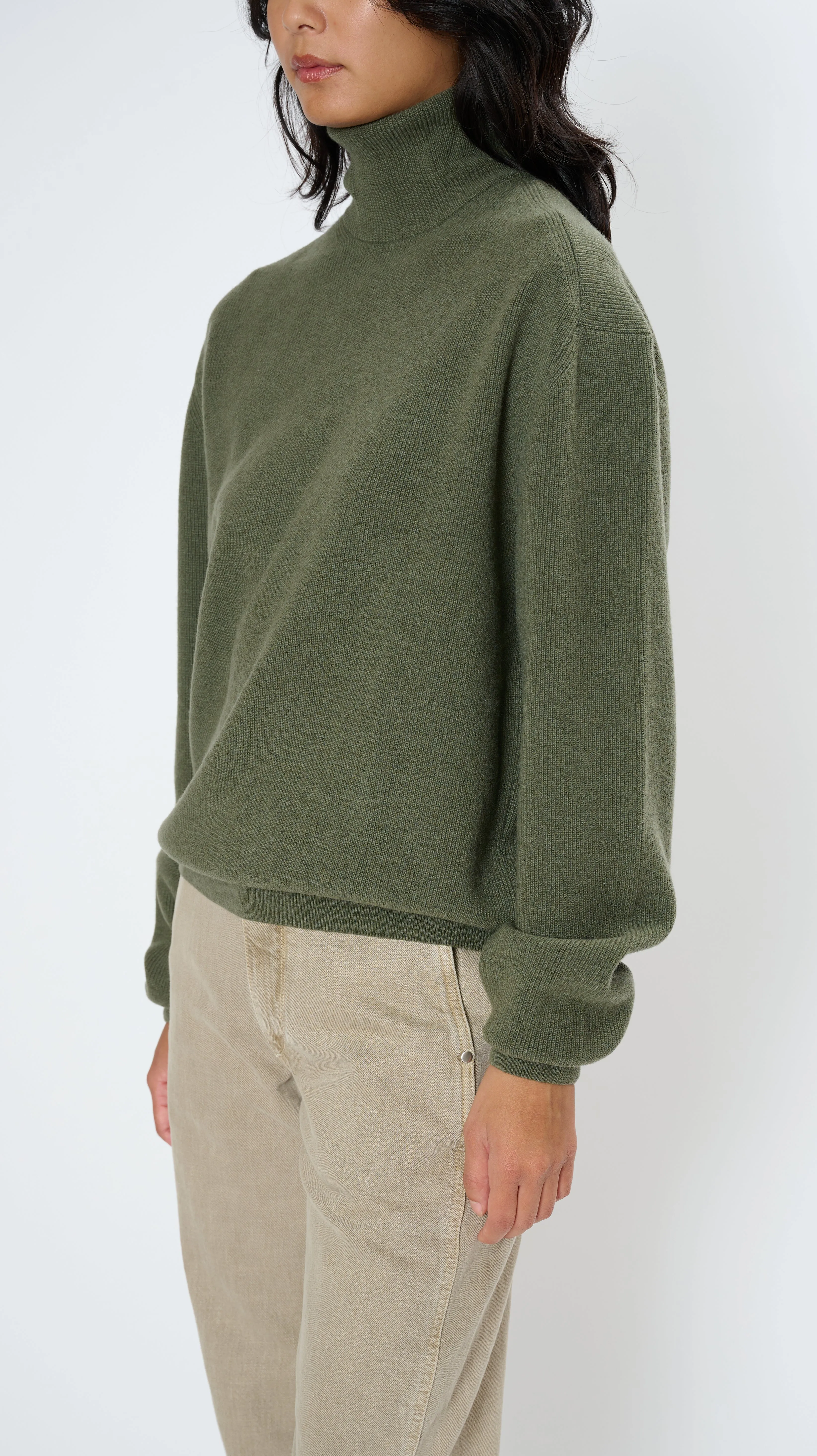 Turtleneck Jumper in Light Moss