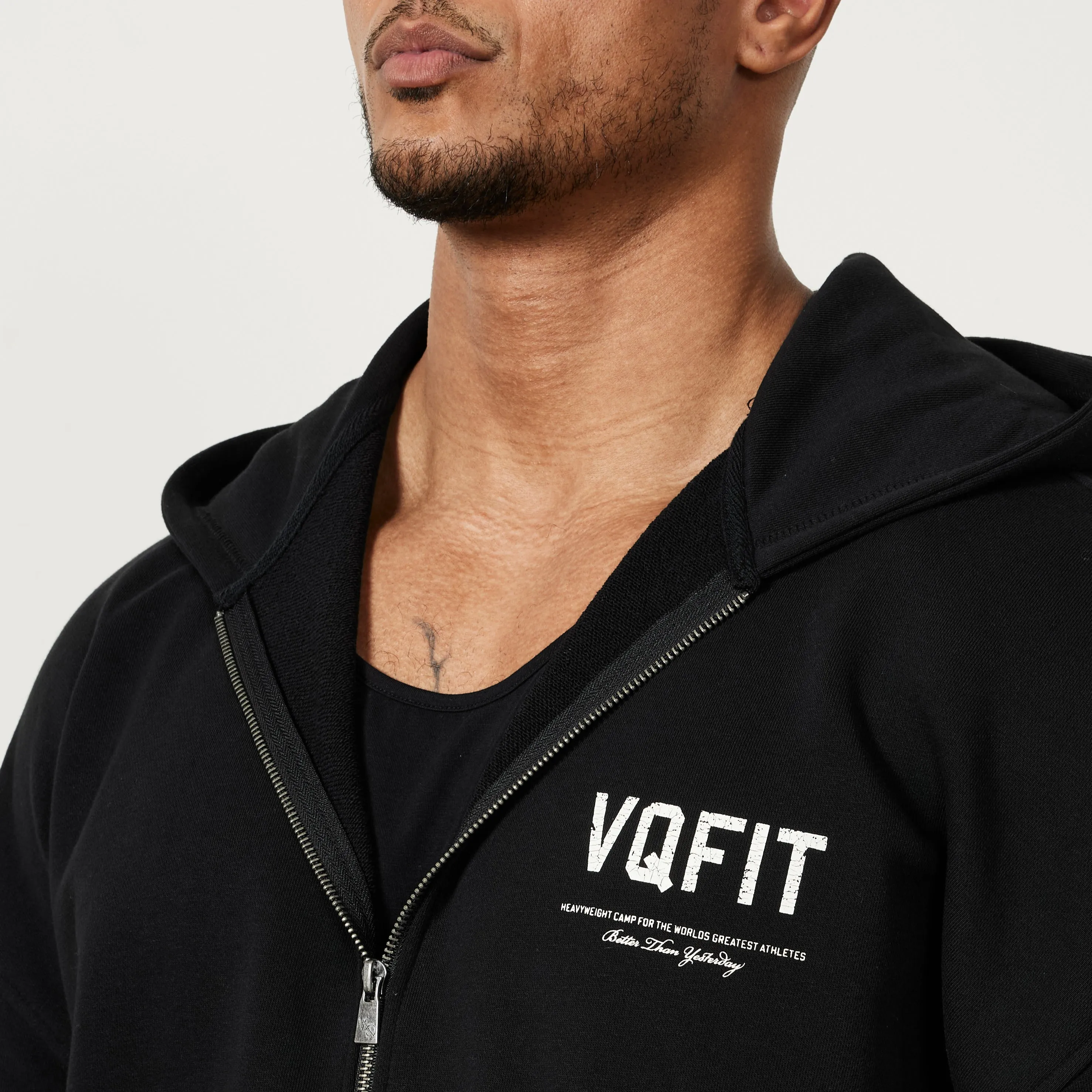 Vanquish VQFIT Distressed Print Black Full Zip Oversized Hoodie