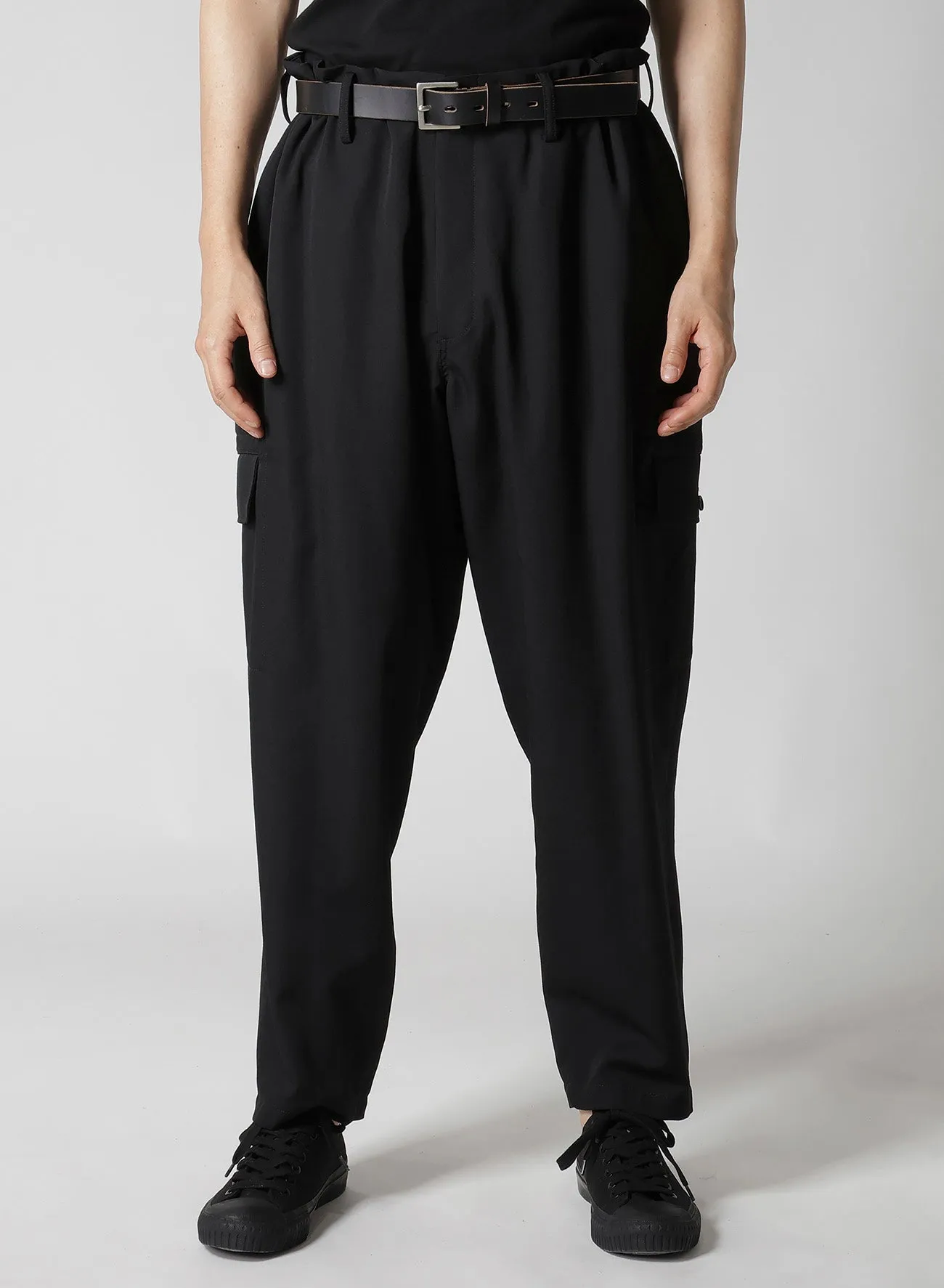 WOOL GABARDINE FLAP POCKET PANTS