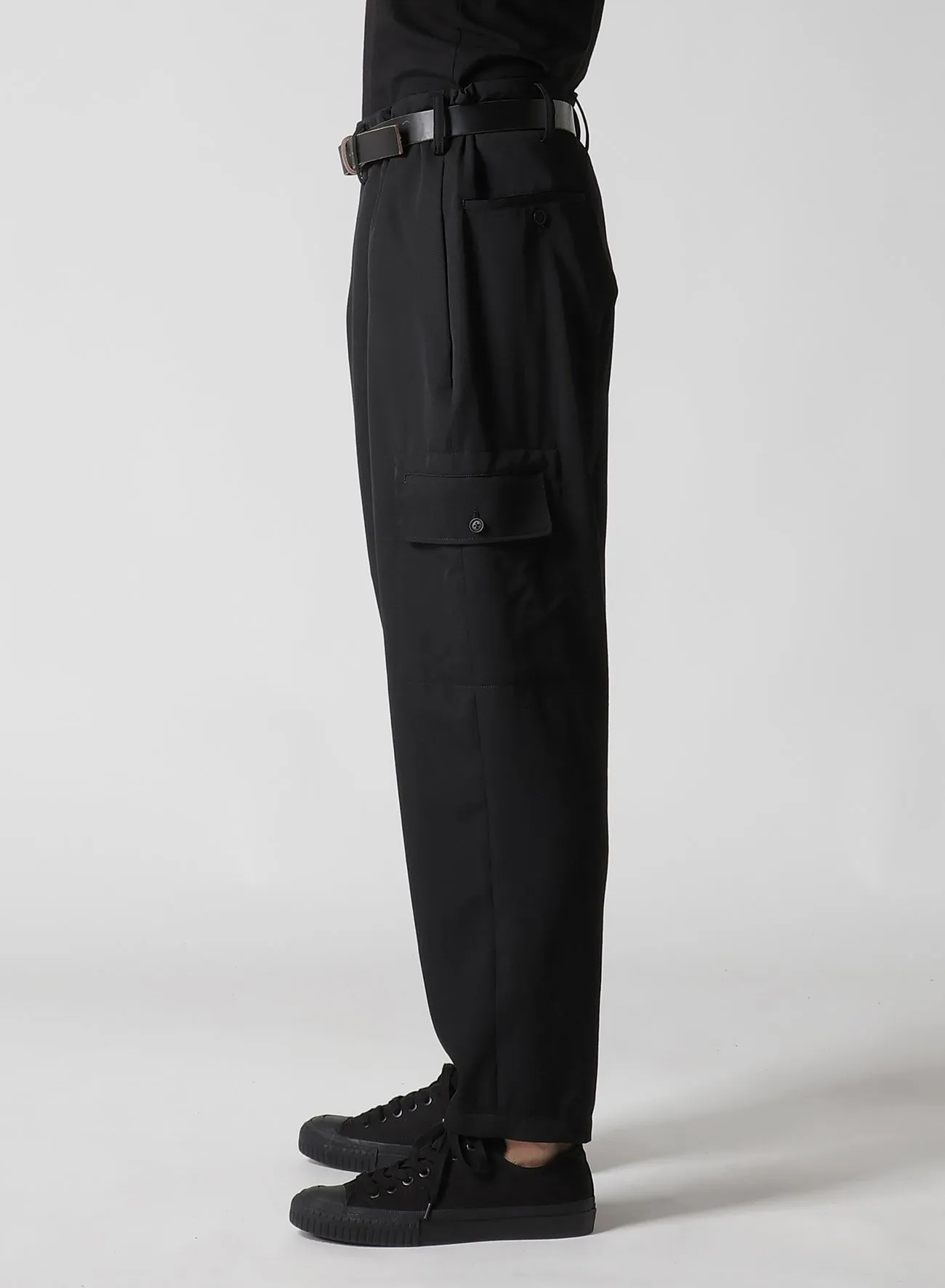 WOOL GABARDINE FLAP POCKET PANTS